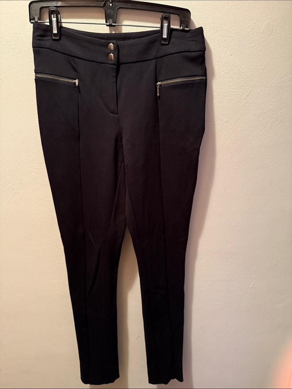 INC International Concepts Black Skinny Ponte Zip-Pocket Pants